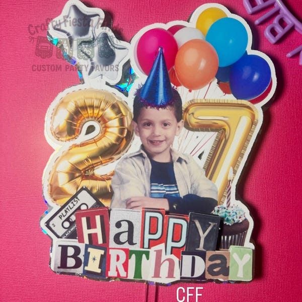 Personalized Photo Birthday Cake Topper